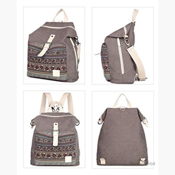 Canvas Convertible Backpack Purse Daypack with Wallet 14.8x11.7x5.1 main image 7